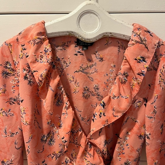 Topshop Floral Ruffle Wrap Dress - Size US 6 (UK 10 / EUR 38) - Picture 6 of 9